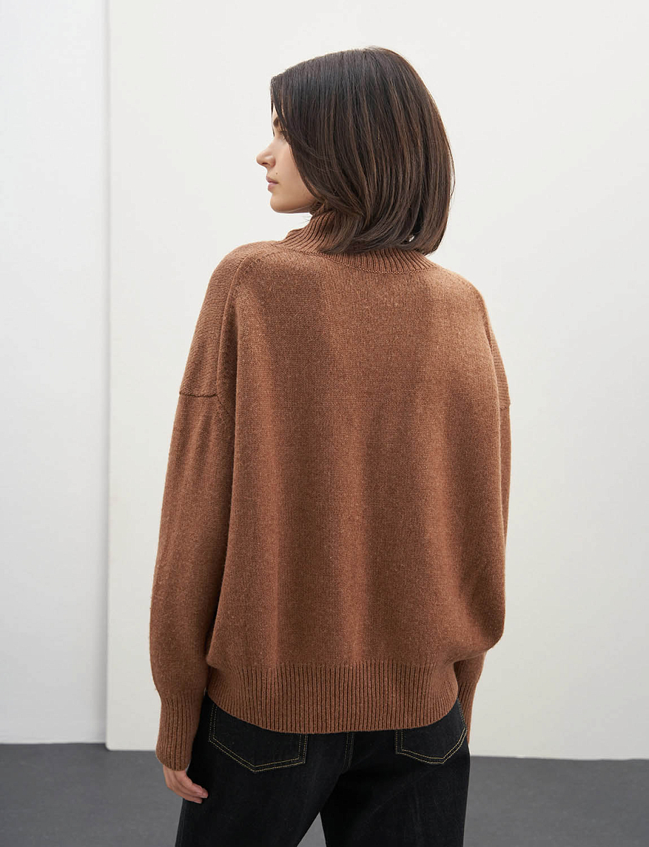 Джемпер из кашемира и шерсти  с высокой горловиной