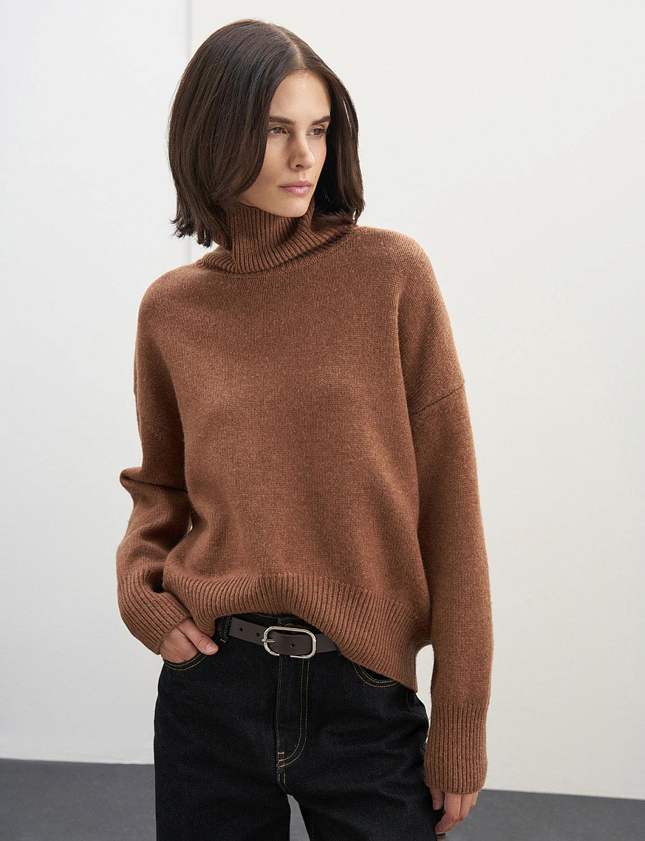 Джемпер из кашемира и шерсти  с высокой горловиной