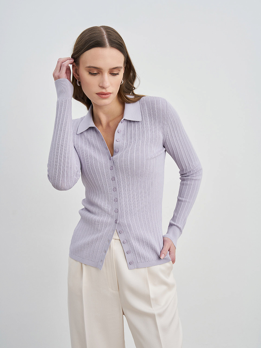 Облегающий джемпер-лапша на пуговицах