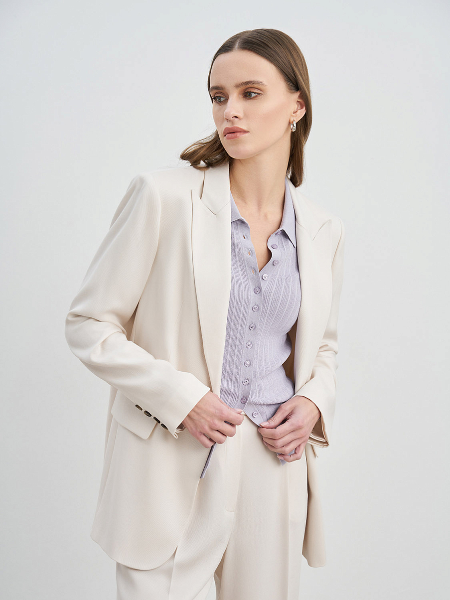 Облегающий джемпер-лапша на пуговицах