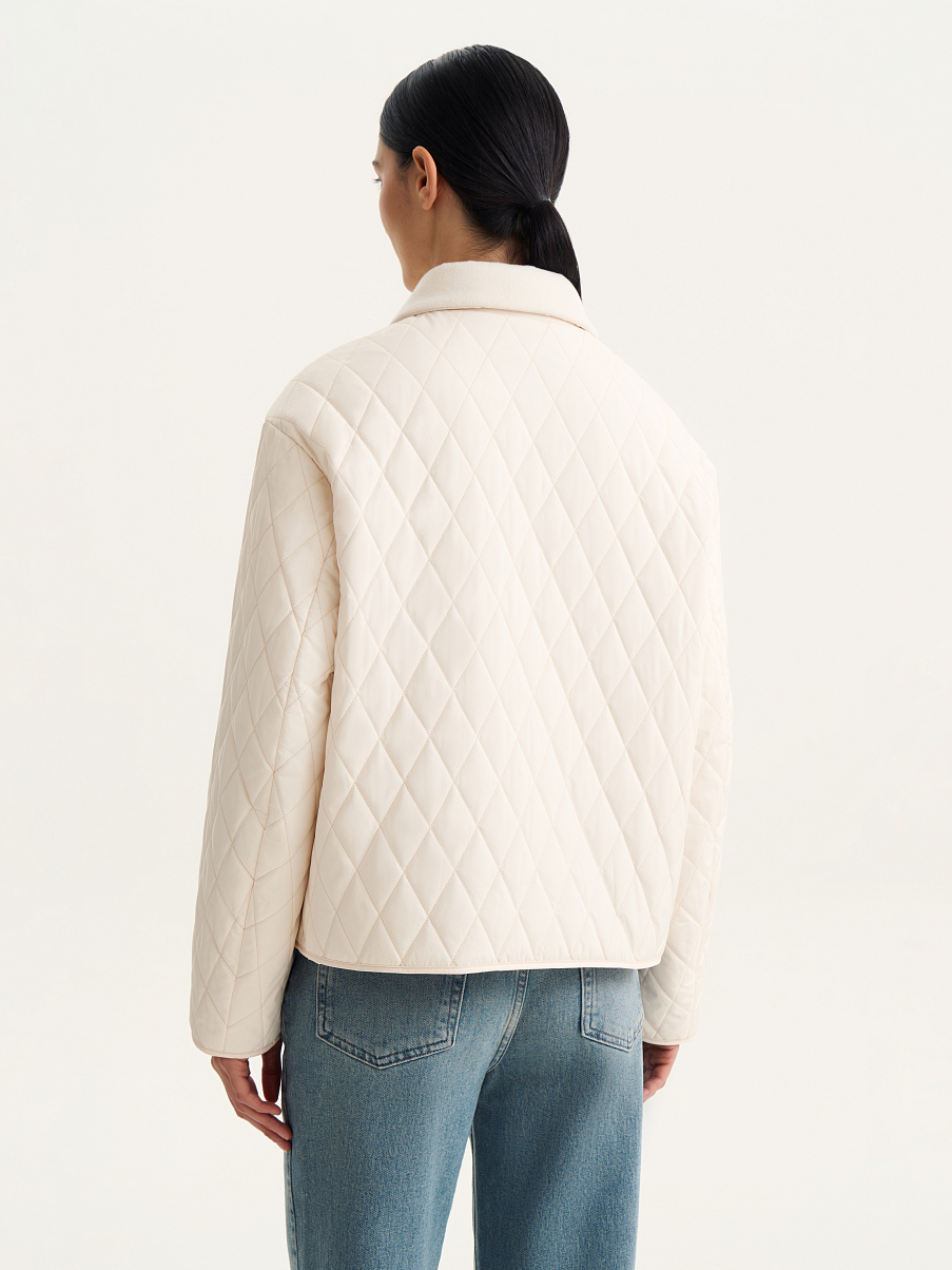 Куртка стеганая с воротником из шерсти