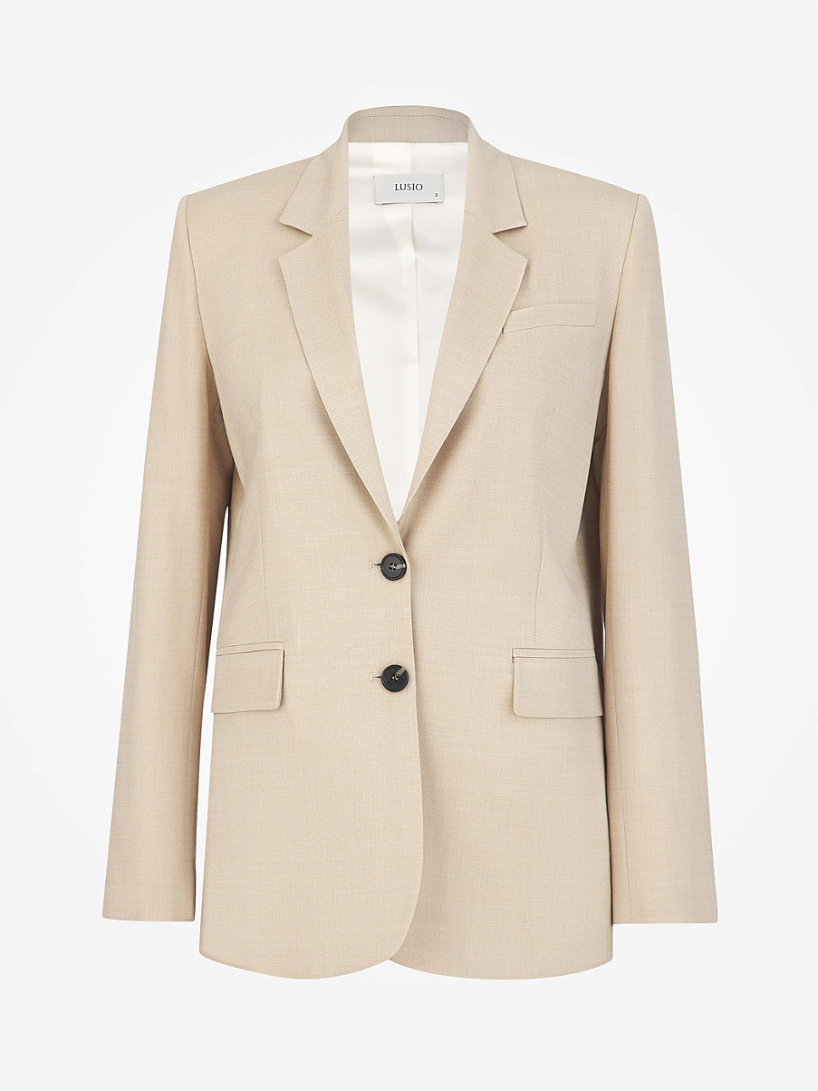Однобортный прямой жакет с шерстью