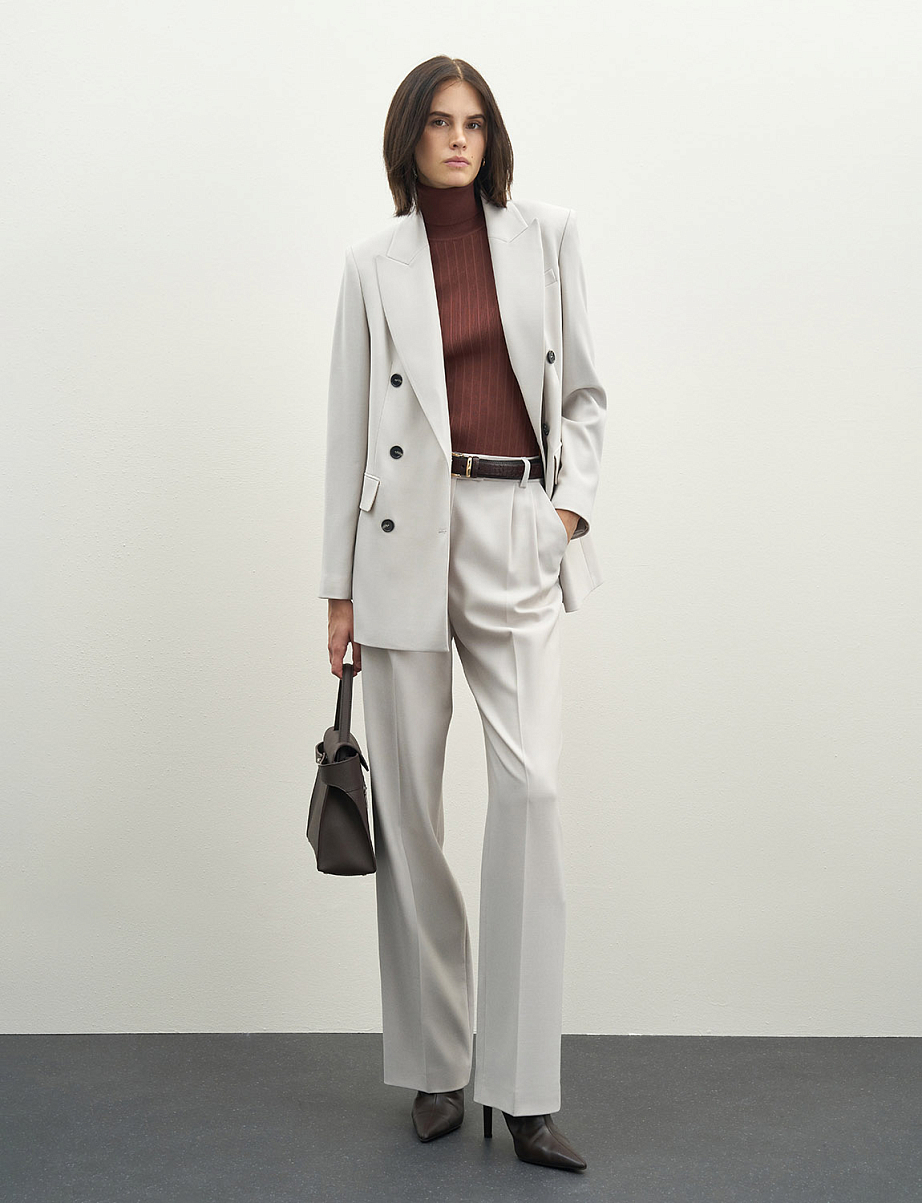 Двубортный жакет прямого кроя с шерстью