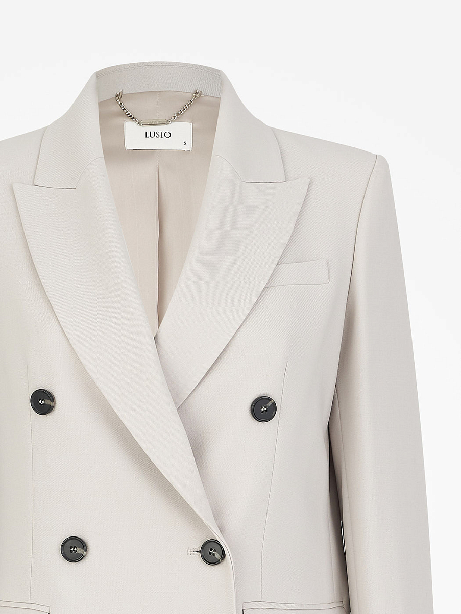 Двубортный жакет прямого кроя с шерстью