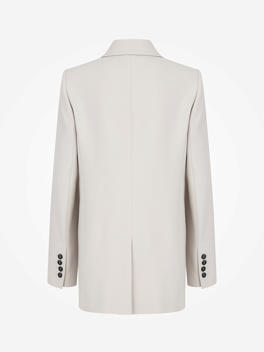Двубортный жакет прямого кроя с шерстью