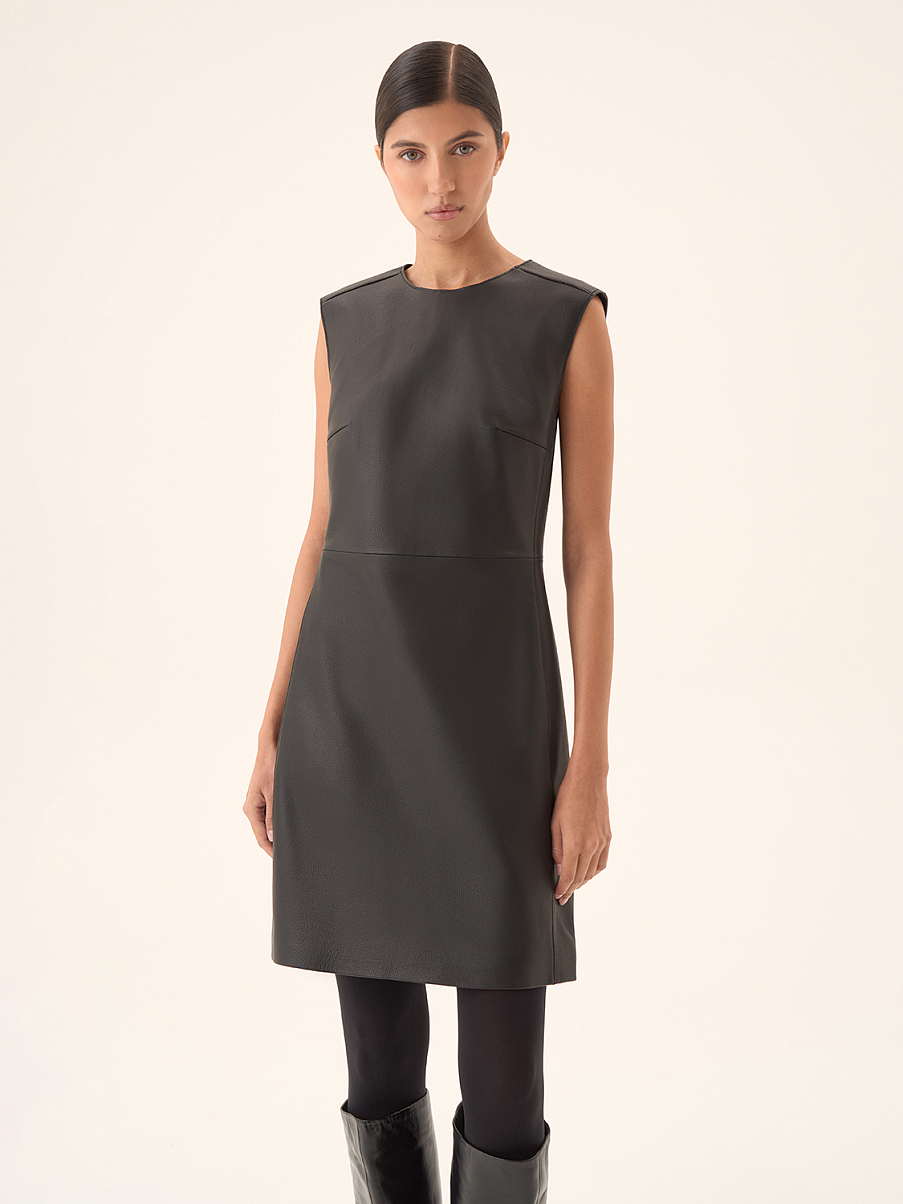 Платье-футляр из натуральной кожи