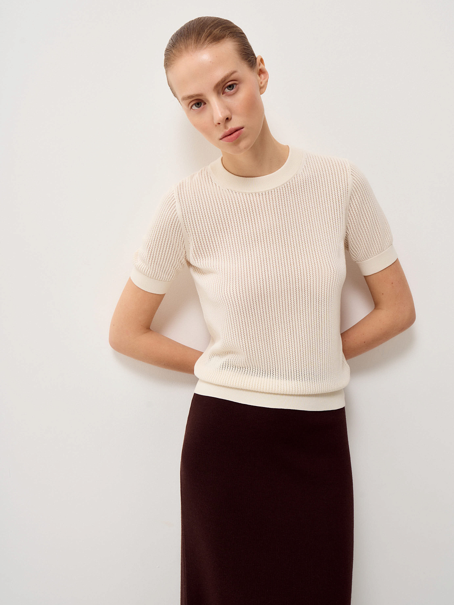 Топ из тенсела с шерстью