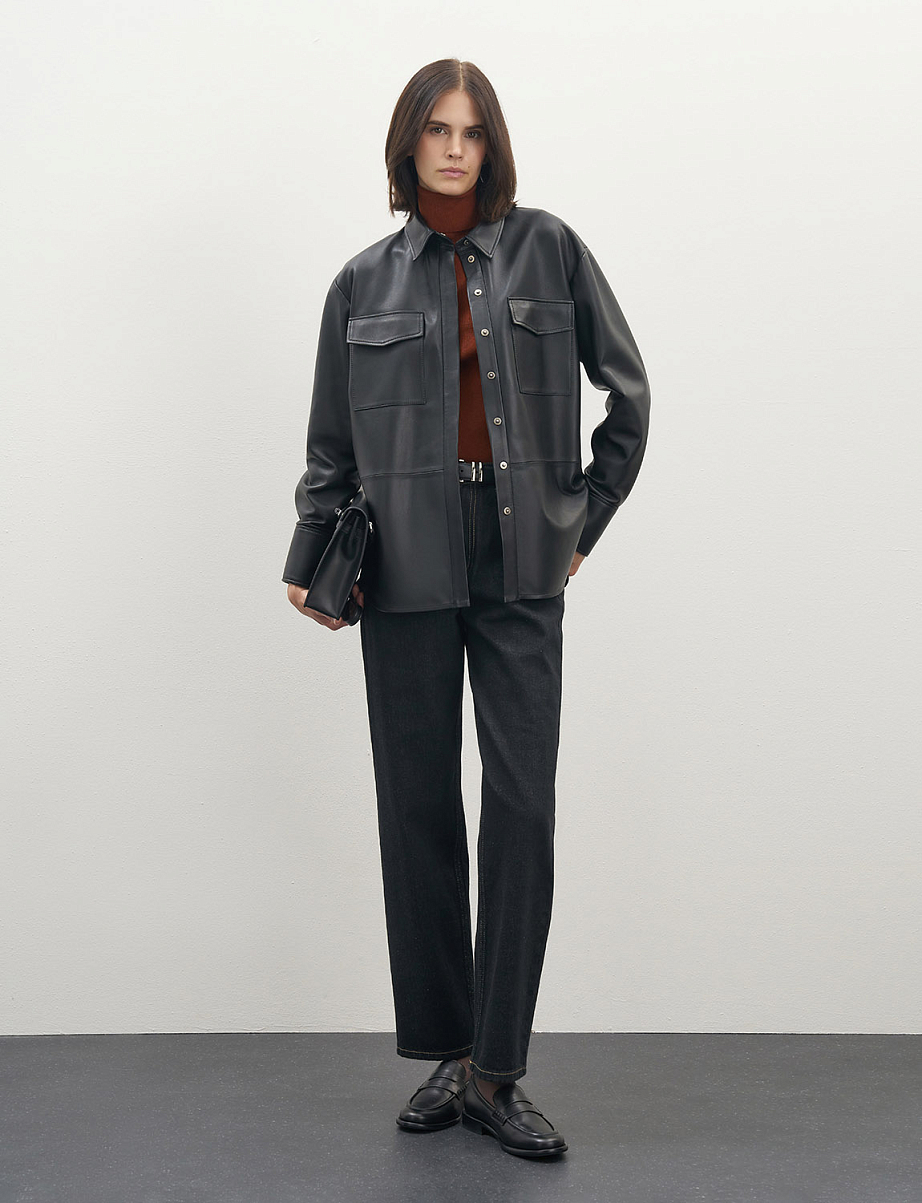 Рубашка оверсайз из натуральной кожи