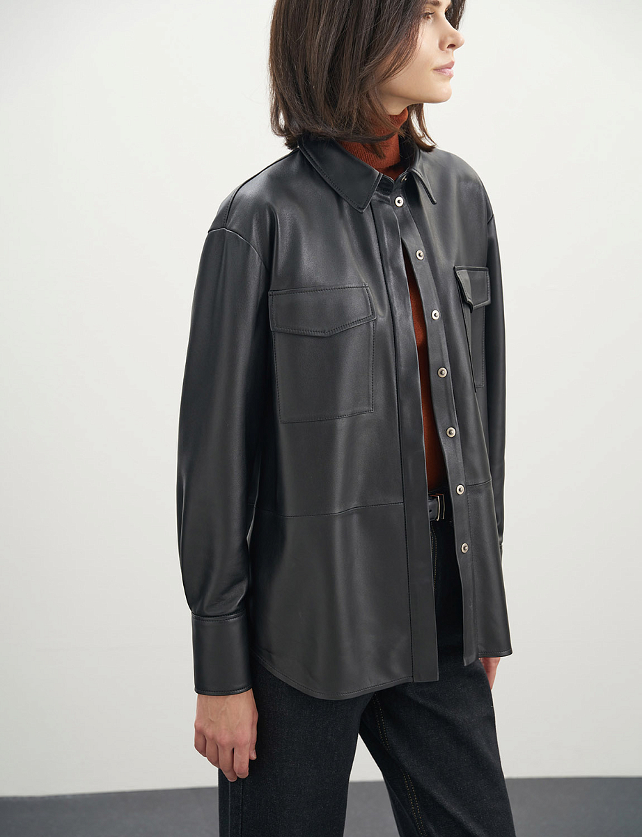 Рубашка оверсайз из натуральной кожи