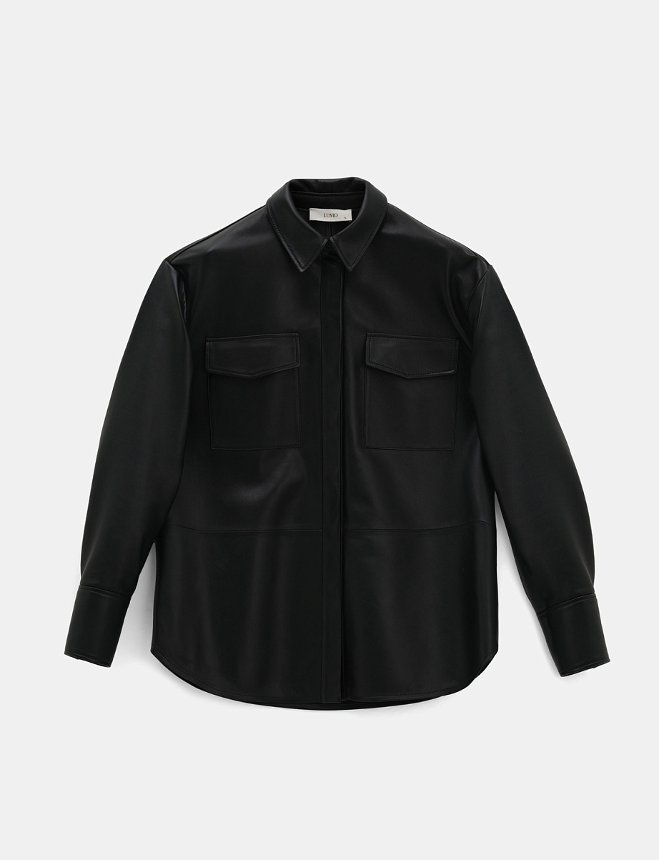 Рубашка оверсайз из натуральной кожи