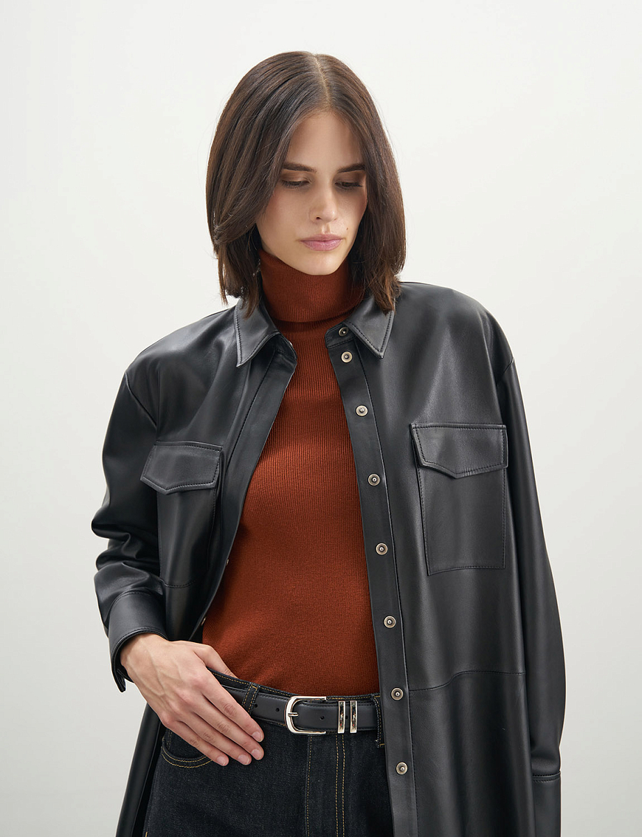 Рубашка оверсайз из натуральной кожи