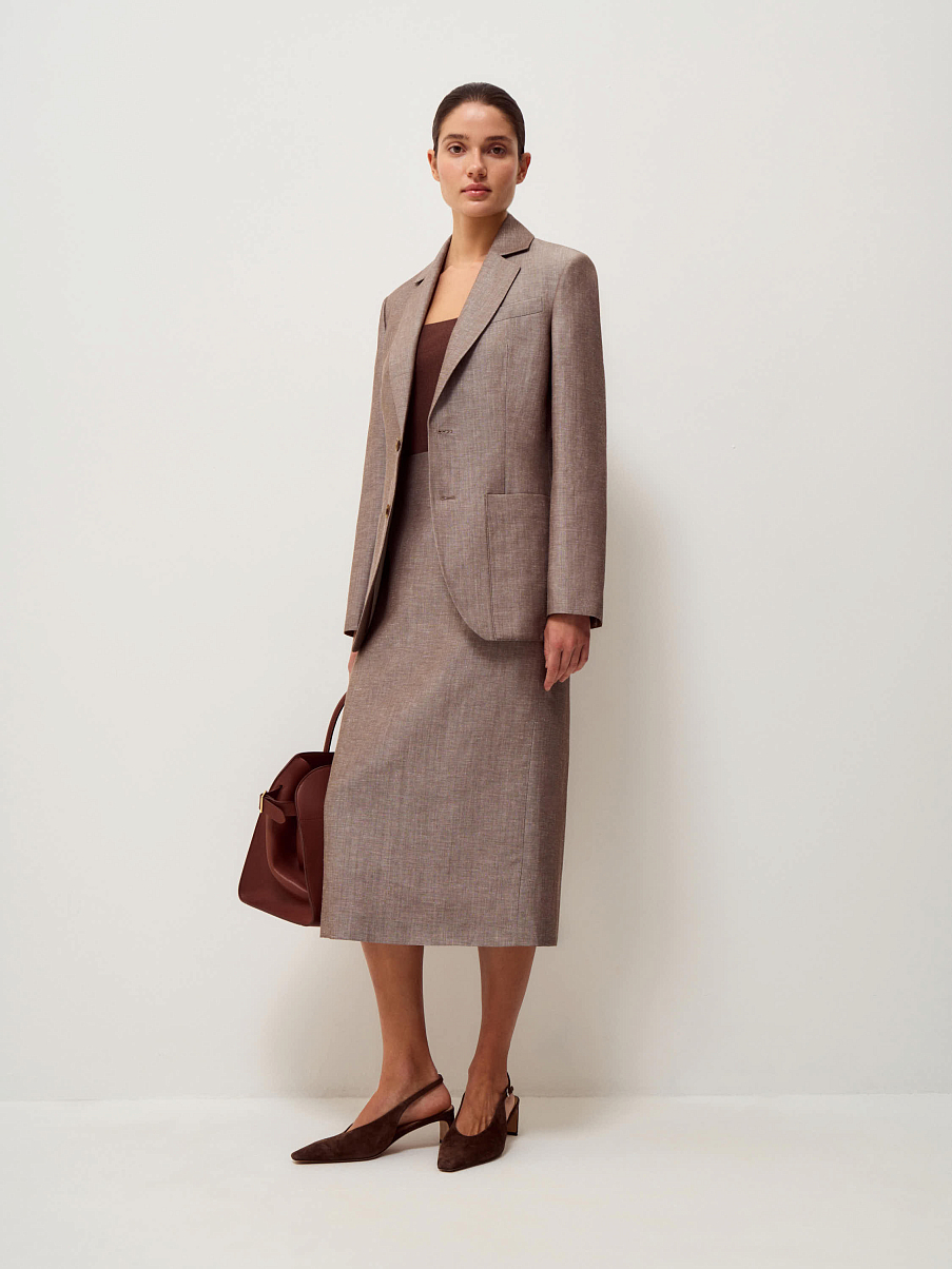 Юбка из шерсти со льном