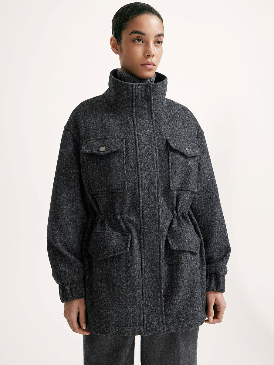 Куртка из шерсти с воротником из песца