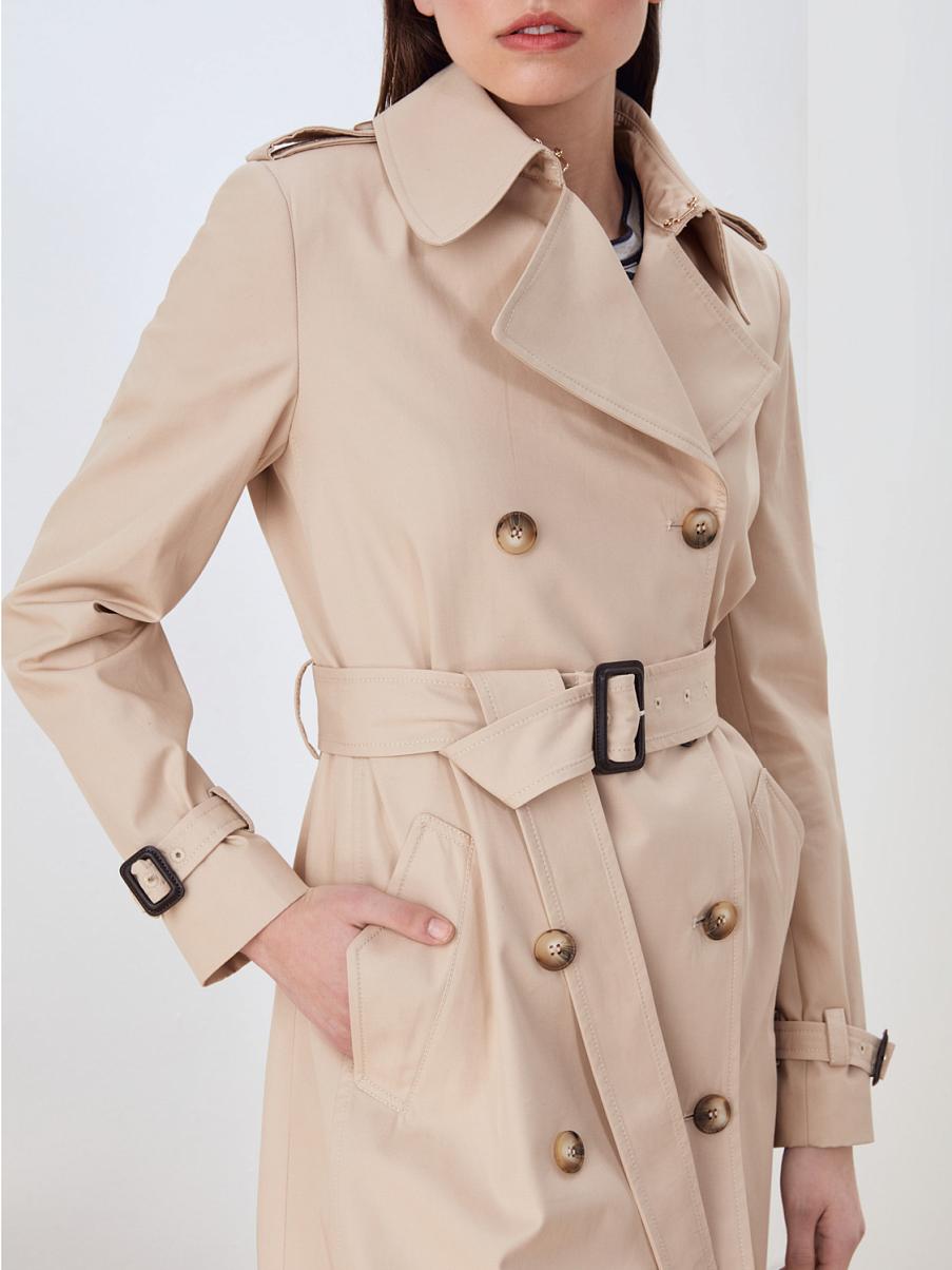 Двубортный тренч из хлопка с поясом