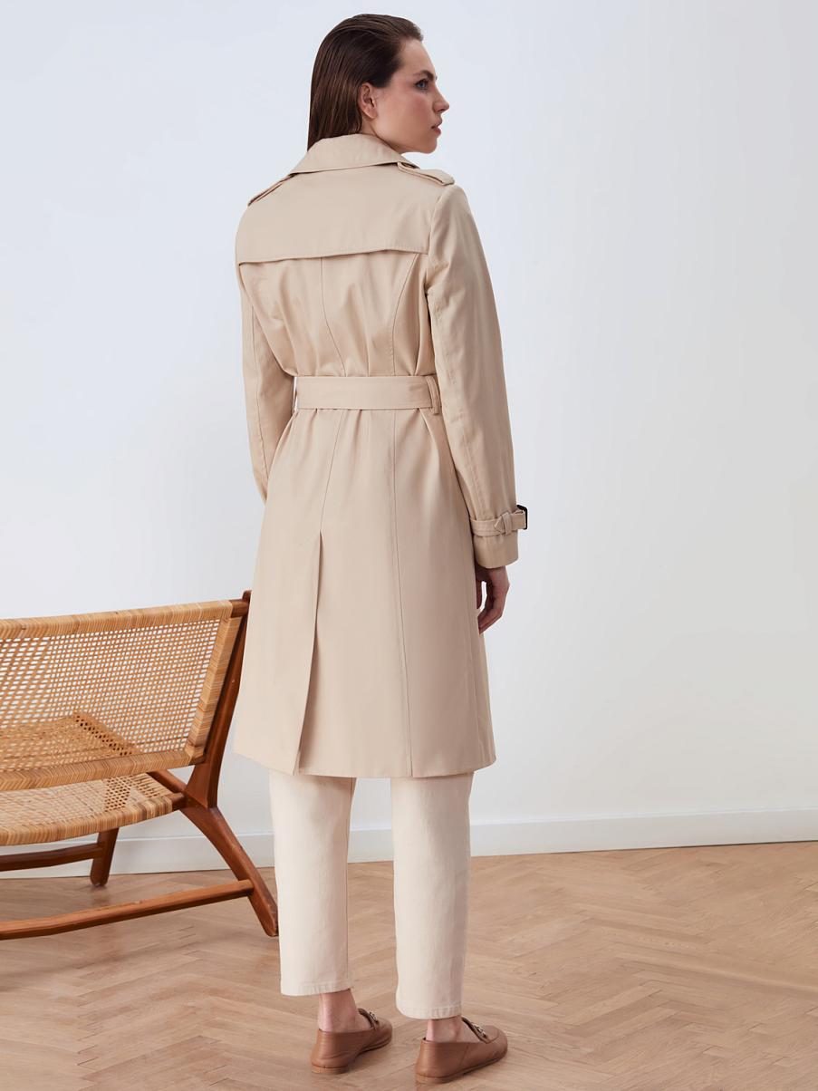 Двубортный тренч из хлопка с поясом