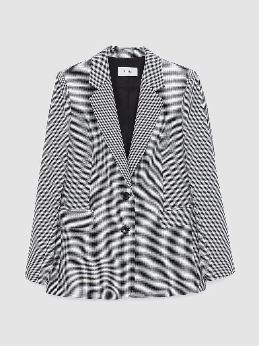 Однобортный жакет с узором гусиная лапка