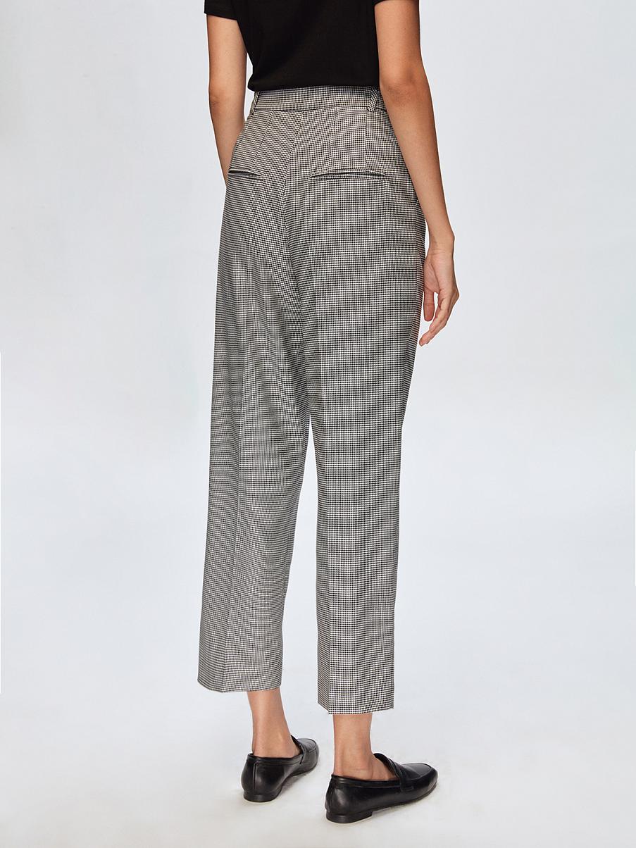 Укороченные прямые брюки в гусиную лапку