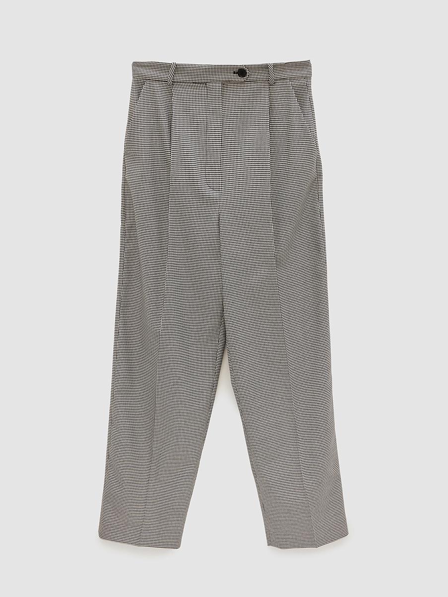 Укороченные прямые брюки в гусиную лапку