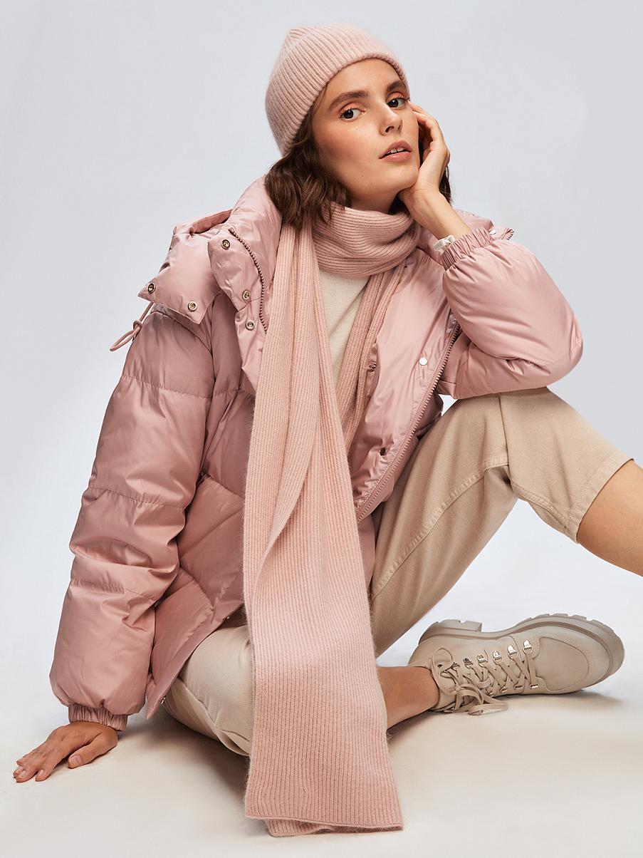 Укороченный пуховик с капюшоном