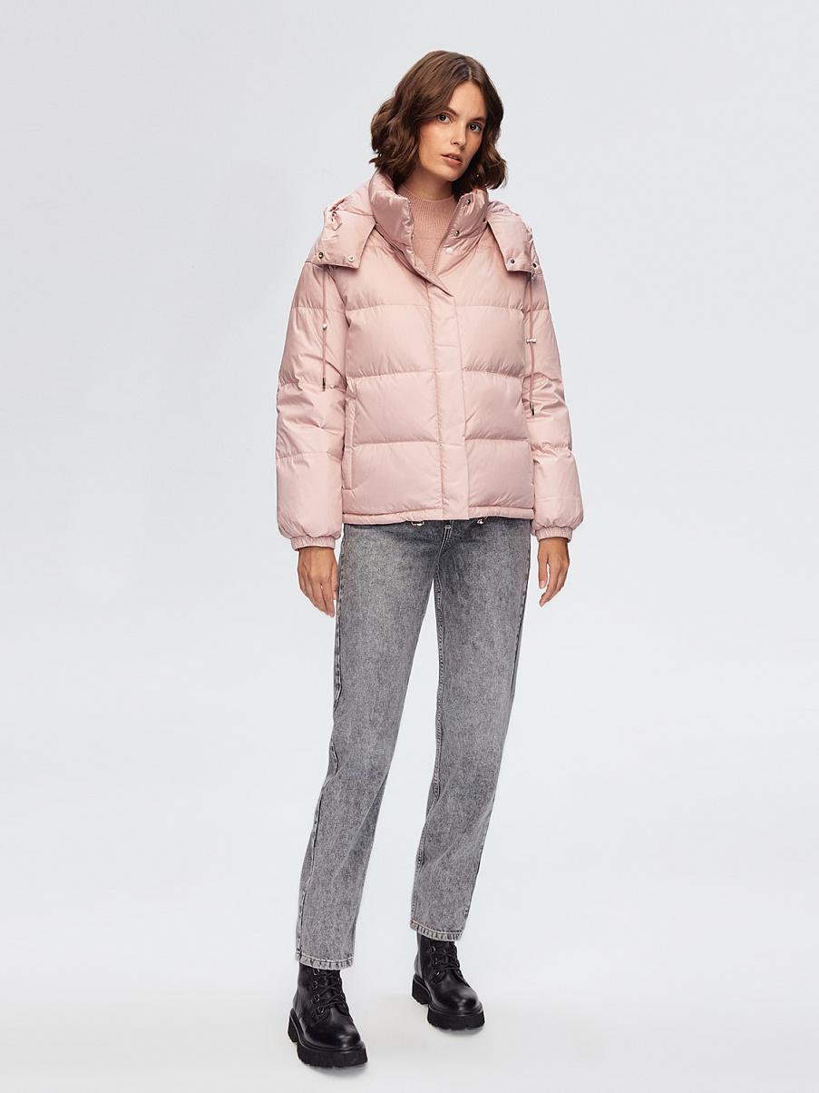 Укороченный пуховик с капюшоном