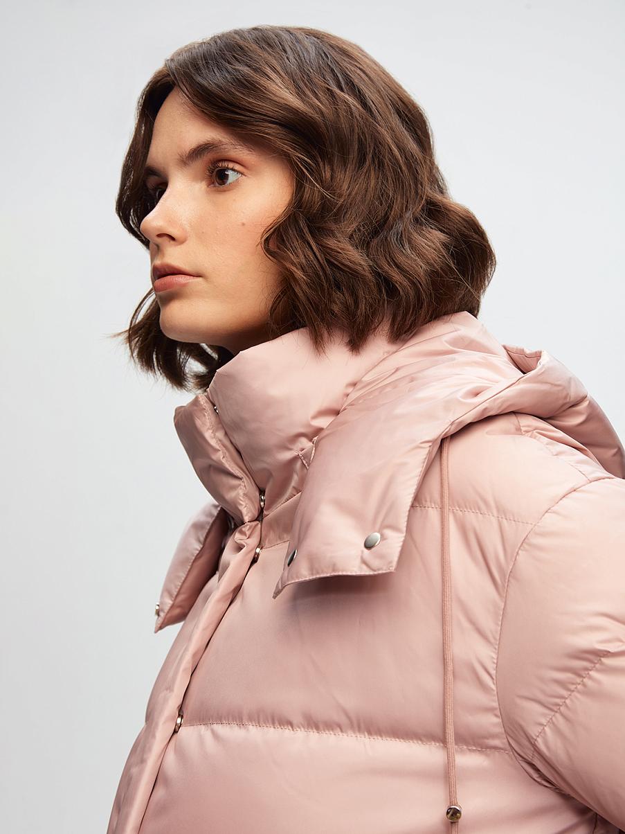 Укороченный пуховик с капюшоном