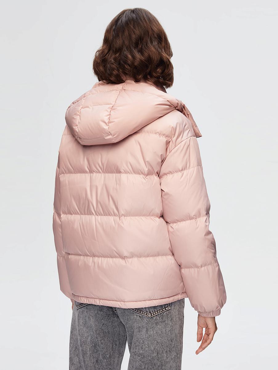 Укороченный пуховик с капюшоном