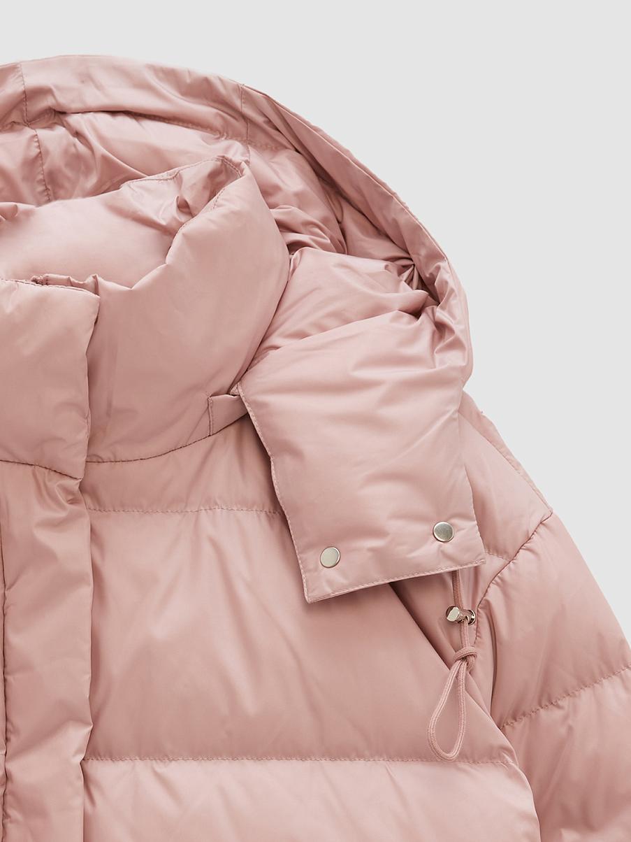 Укороченный пуховик с капюшоном