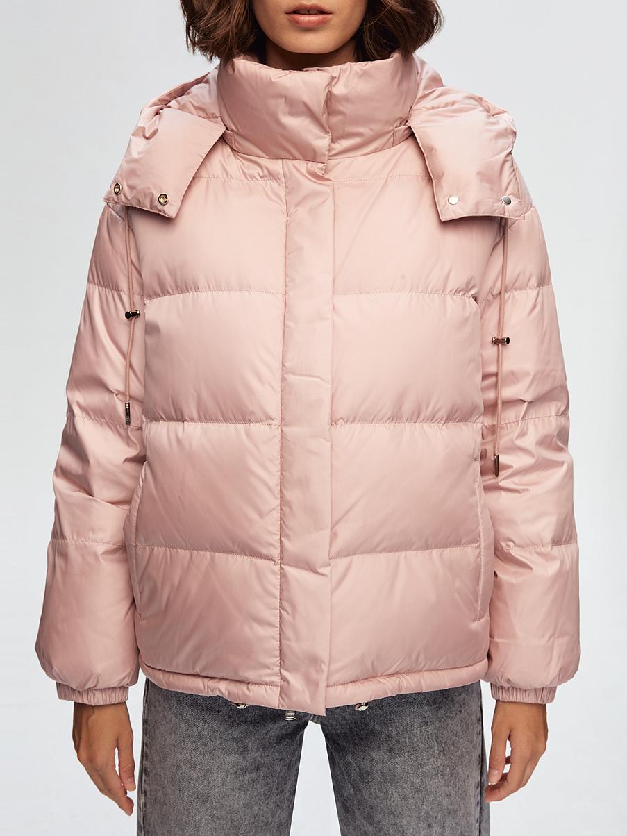 Укороченный пуховик с капюшоном