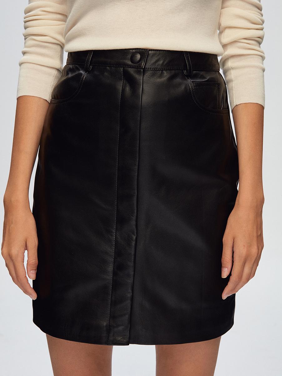 Юбка мини из натуральной кожи