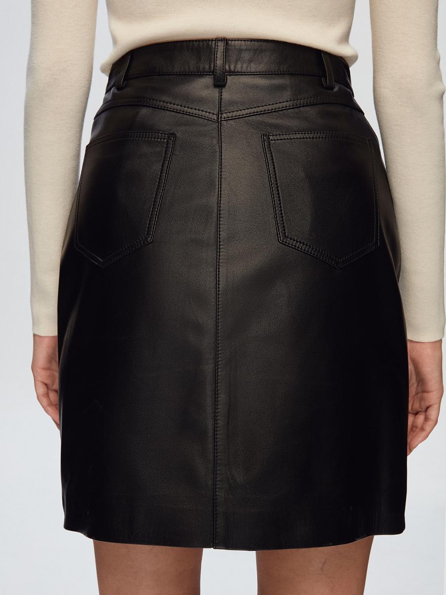 Юбка мини из натуральной кожи