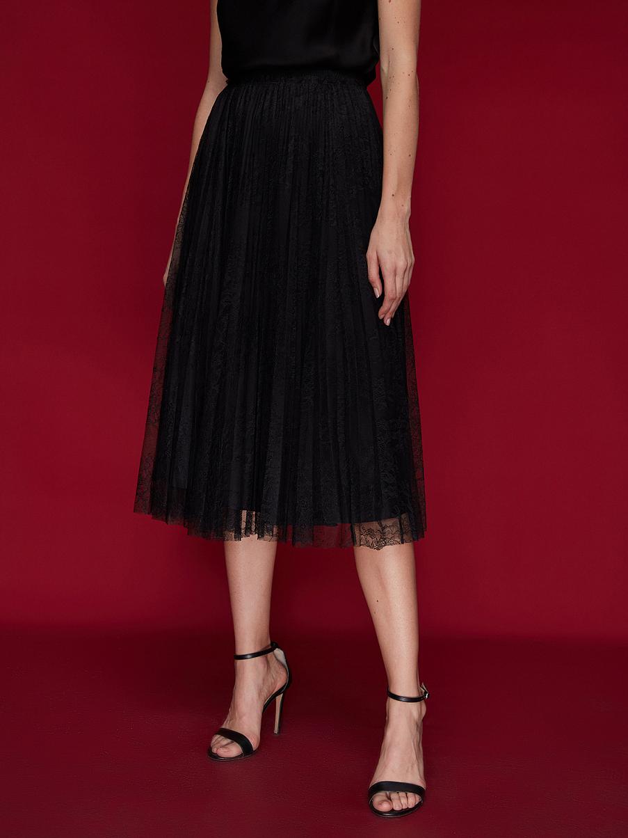 Хлопковая юбка миди с фатином и люрексом