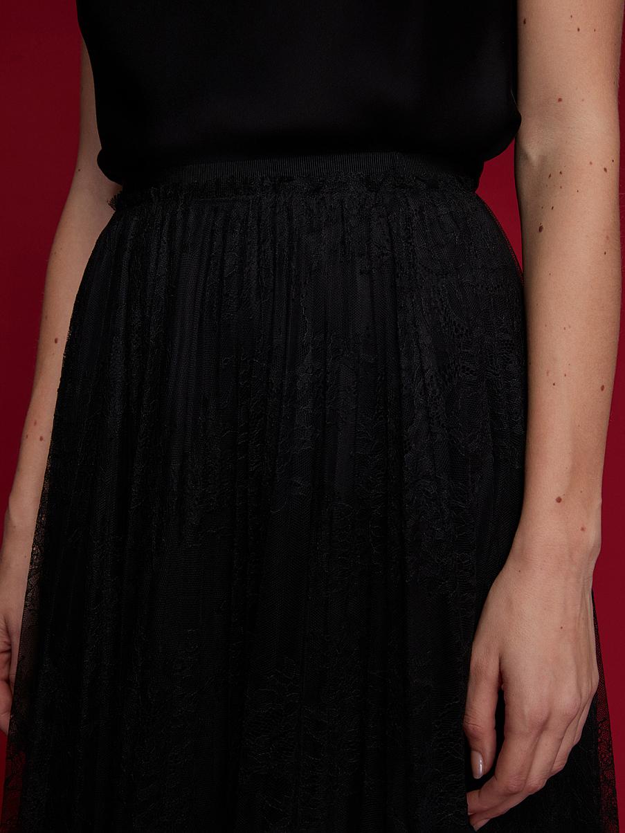 Хлопковая юбка миди с фатином и люрексом