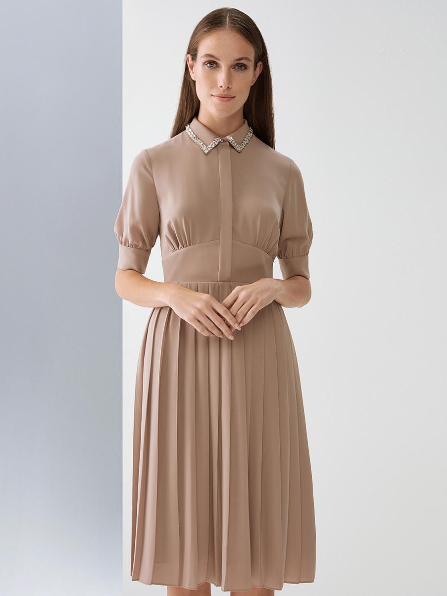 Шифоновое платье с юбкой-плиссе