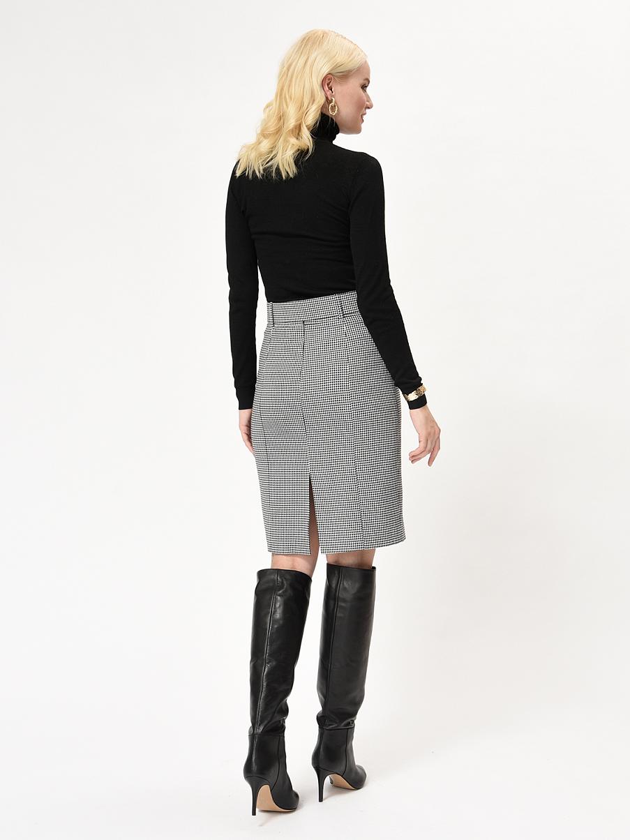 Юбка карандаш с узором гусиная лапка