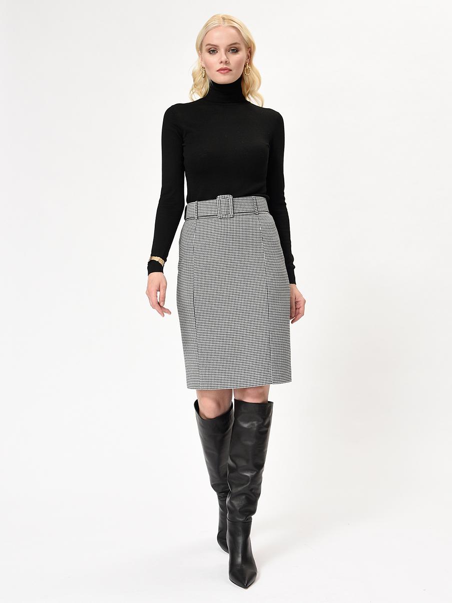 Юбка карандаш с узором гусиная лапка