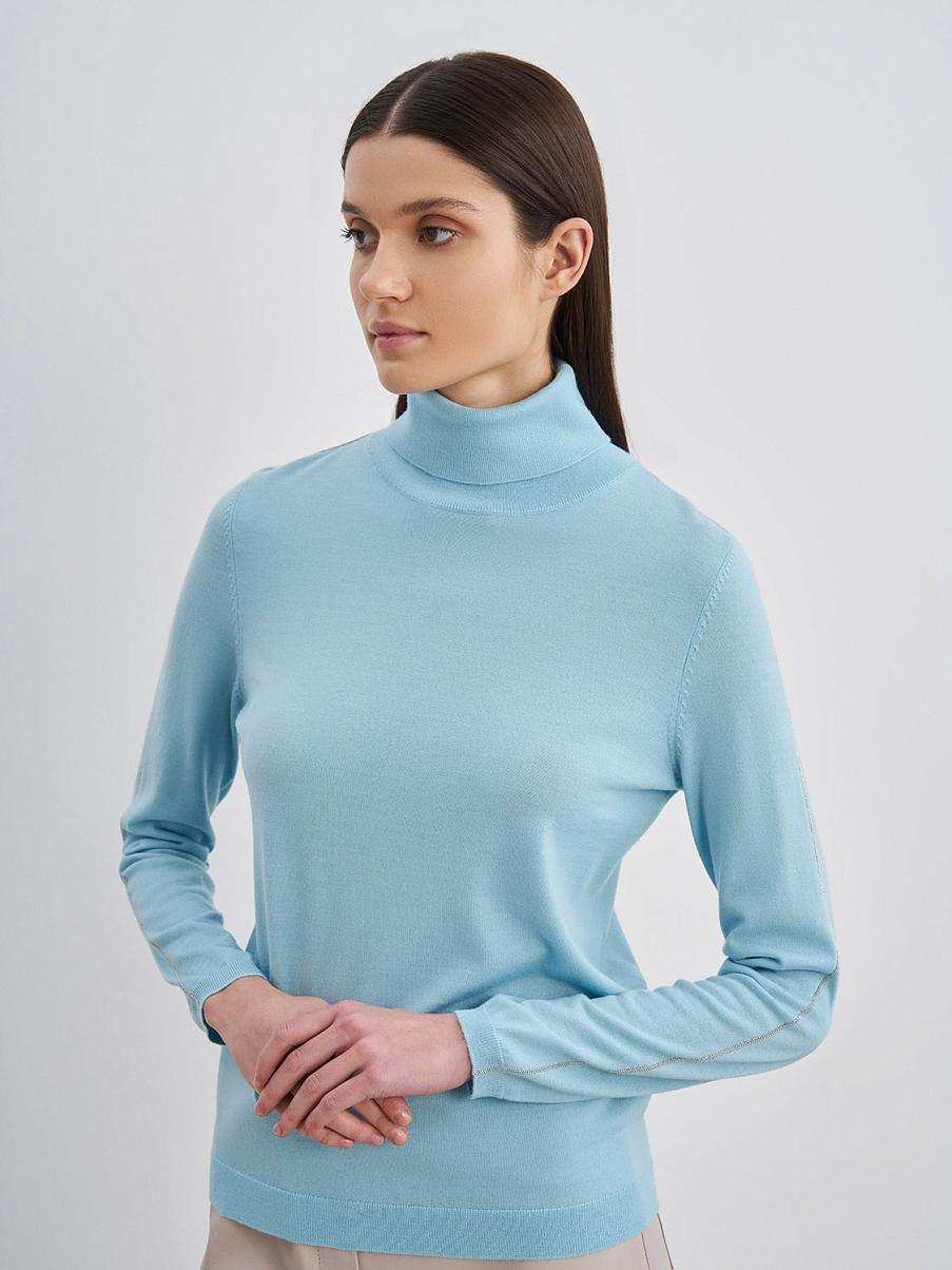 Водолазка из шерсти с декоративной цепочкой