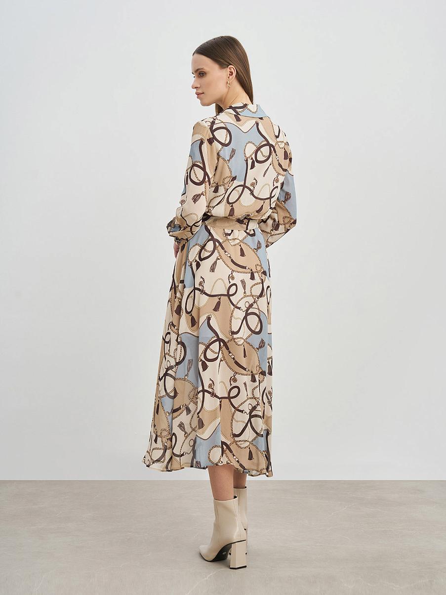 Платье миди рубашечного кроя с узором