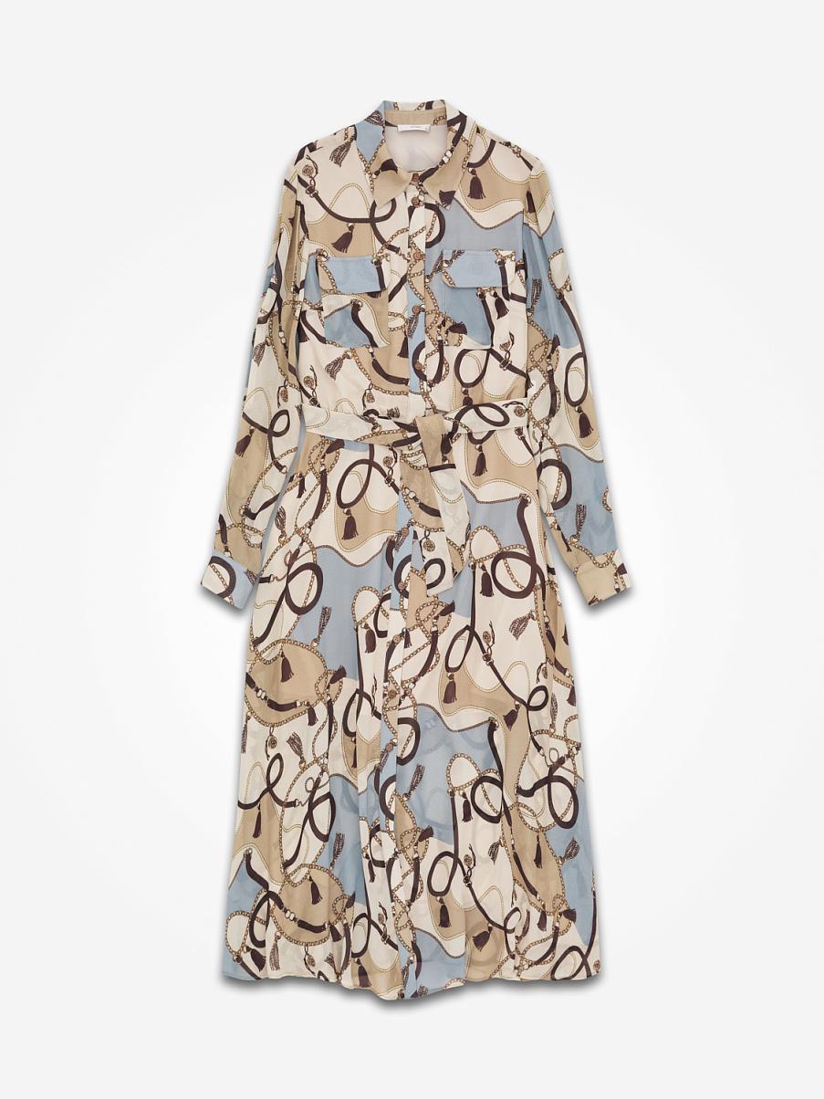 Платье миди рубашечного кроя с узором