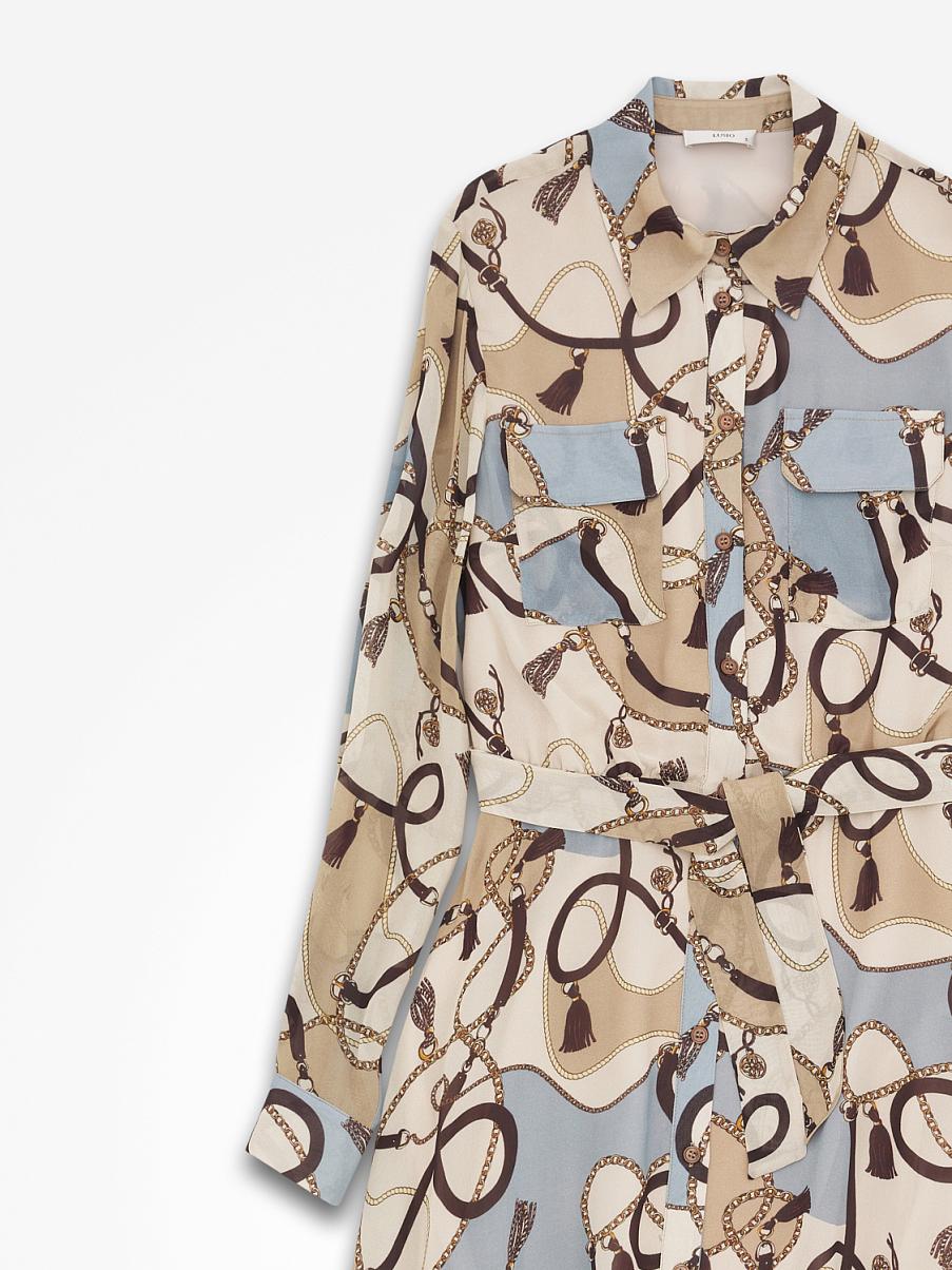 Платье миди рубашечного кроя с узором