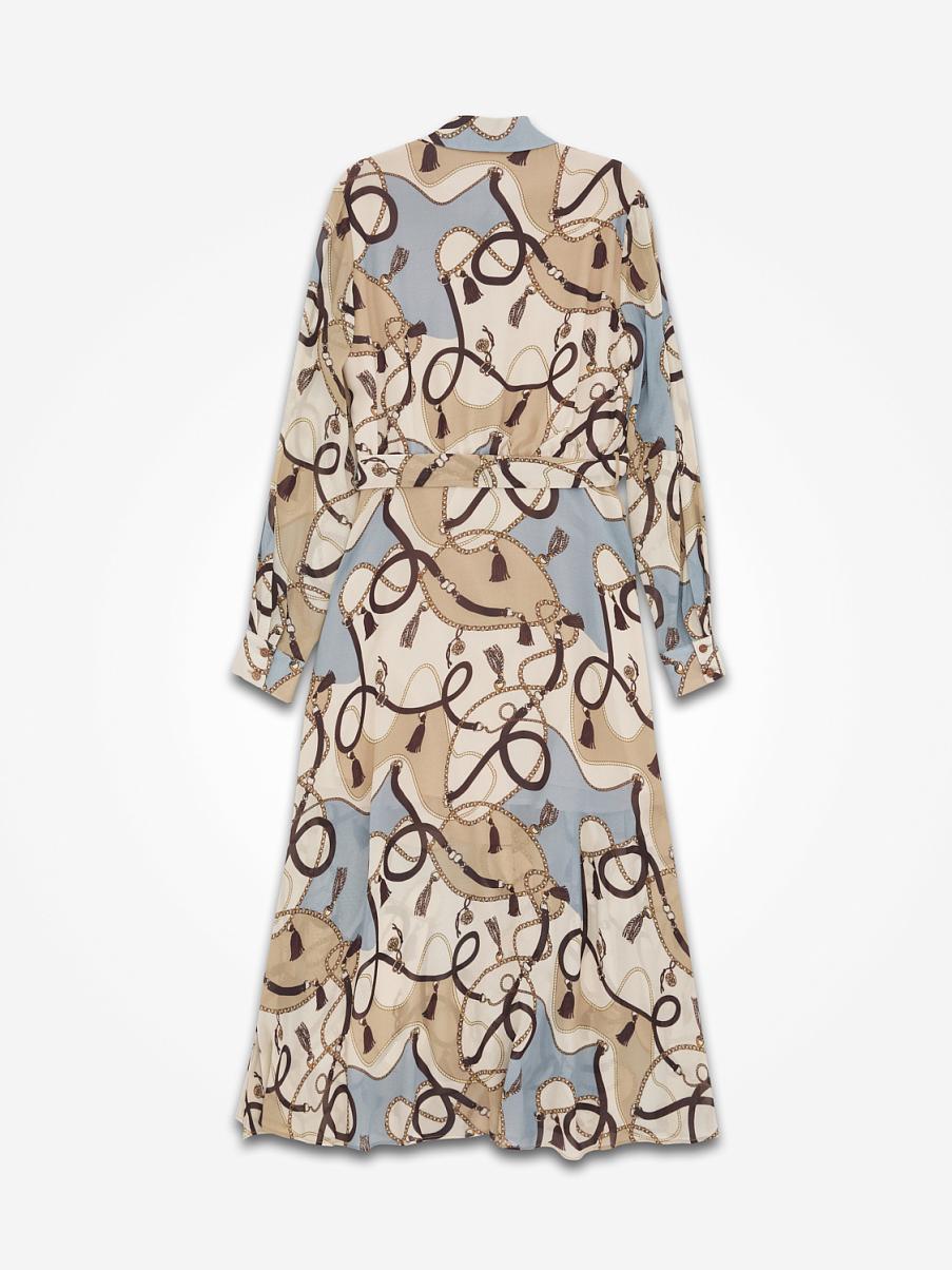 Платье миди рубашечного кроя с узором