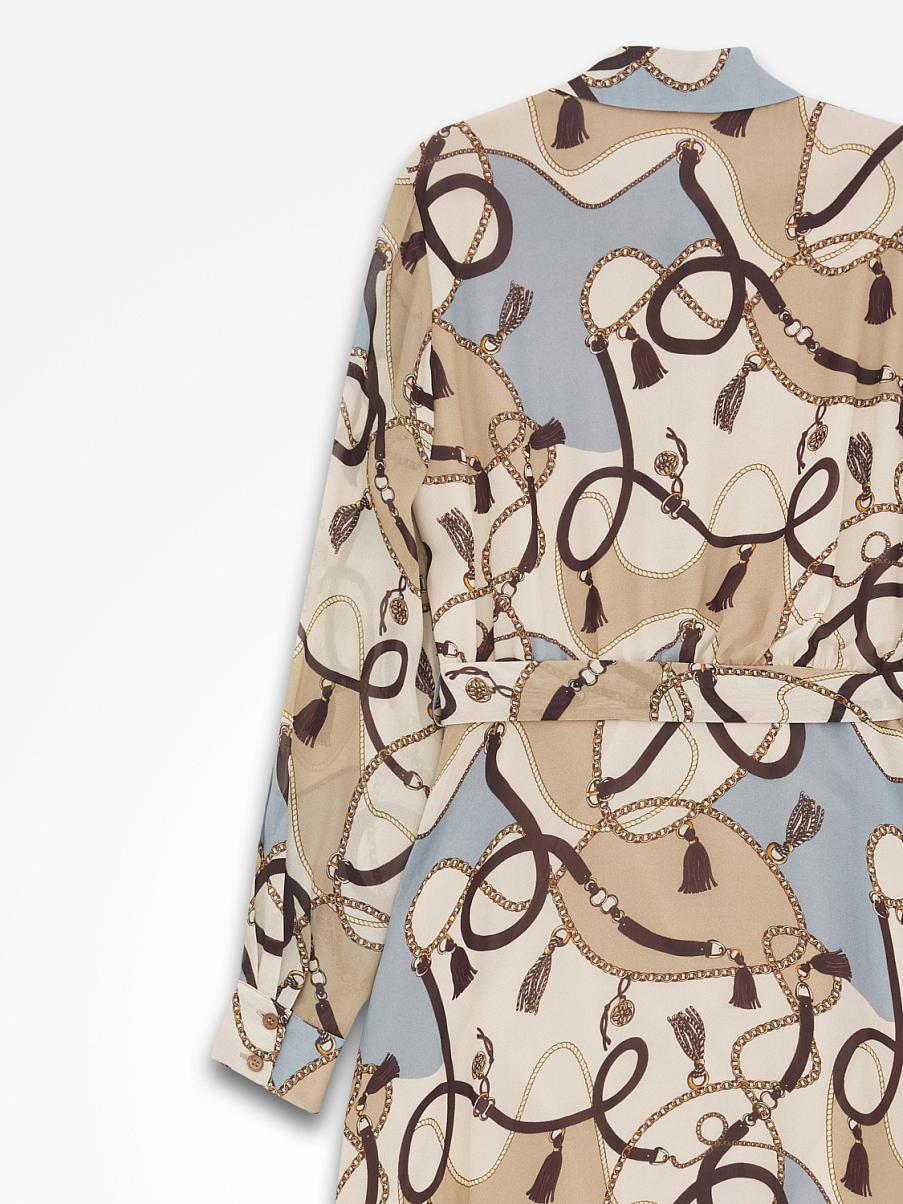 Платье миди рубашечного кроя с узором