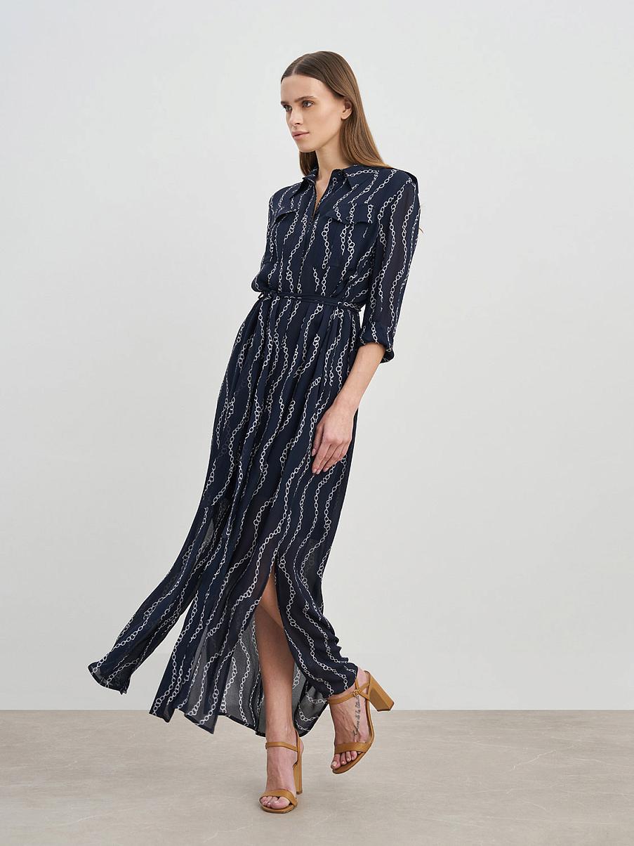 Платье макси с разрезами и поясом