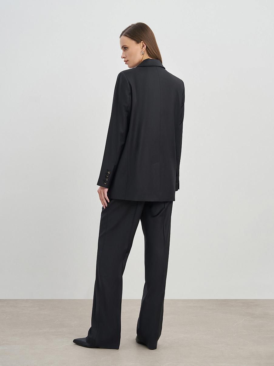 Двубортный прямой жакет с шерстью