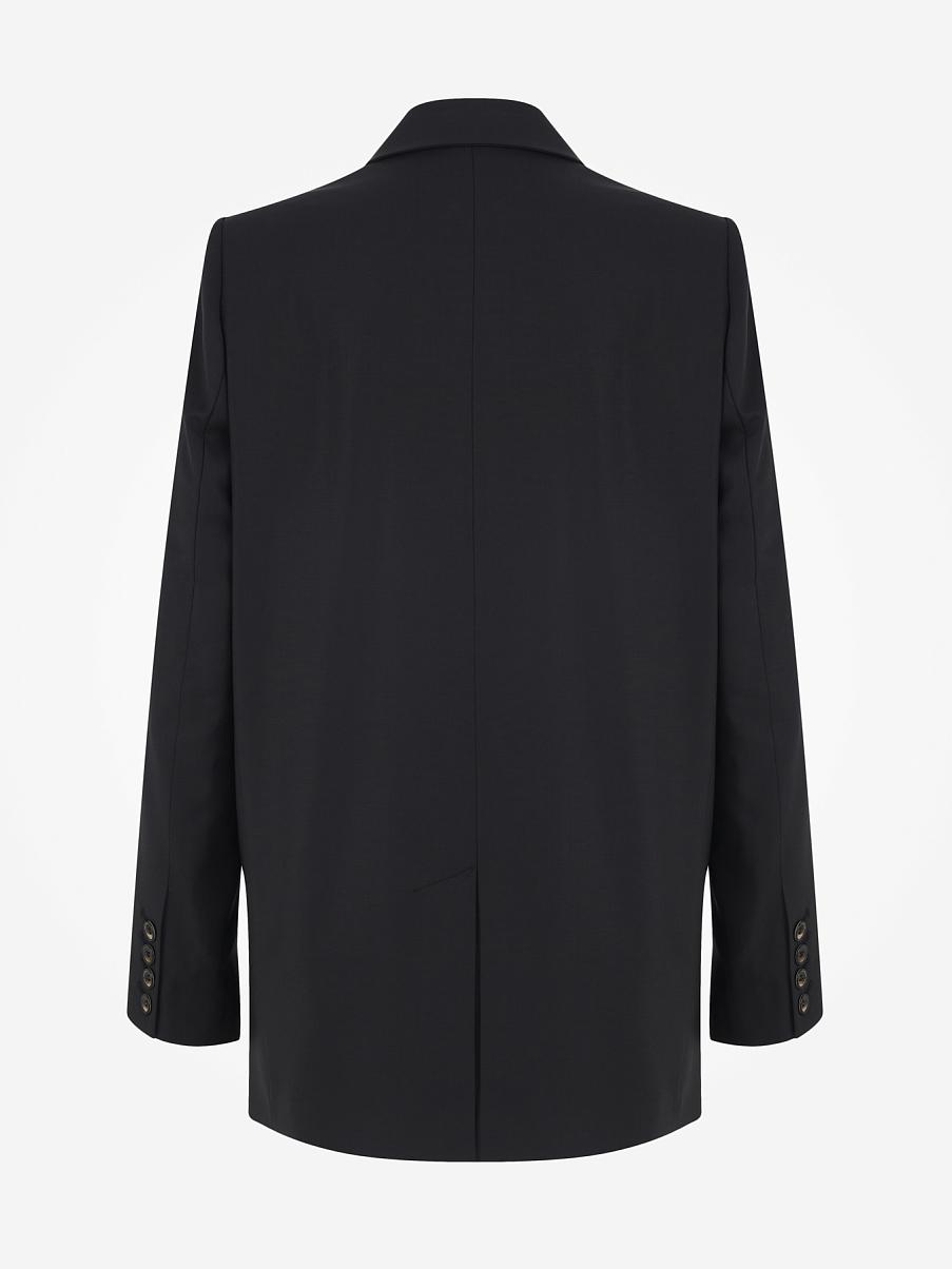 Двубортный прямой жакет с шерстью