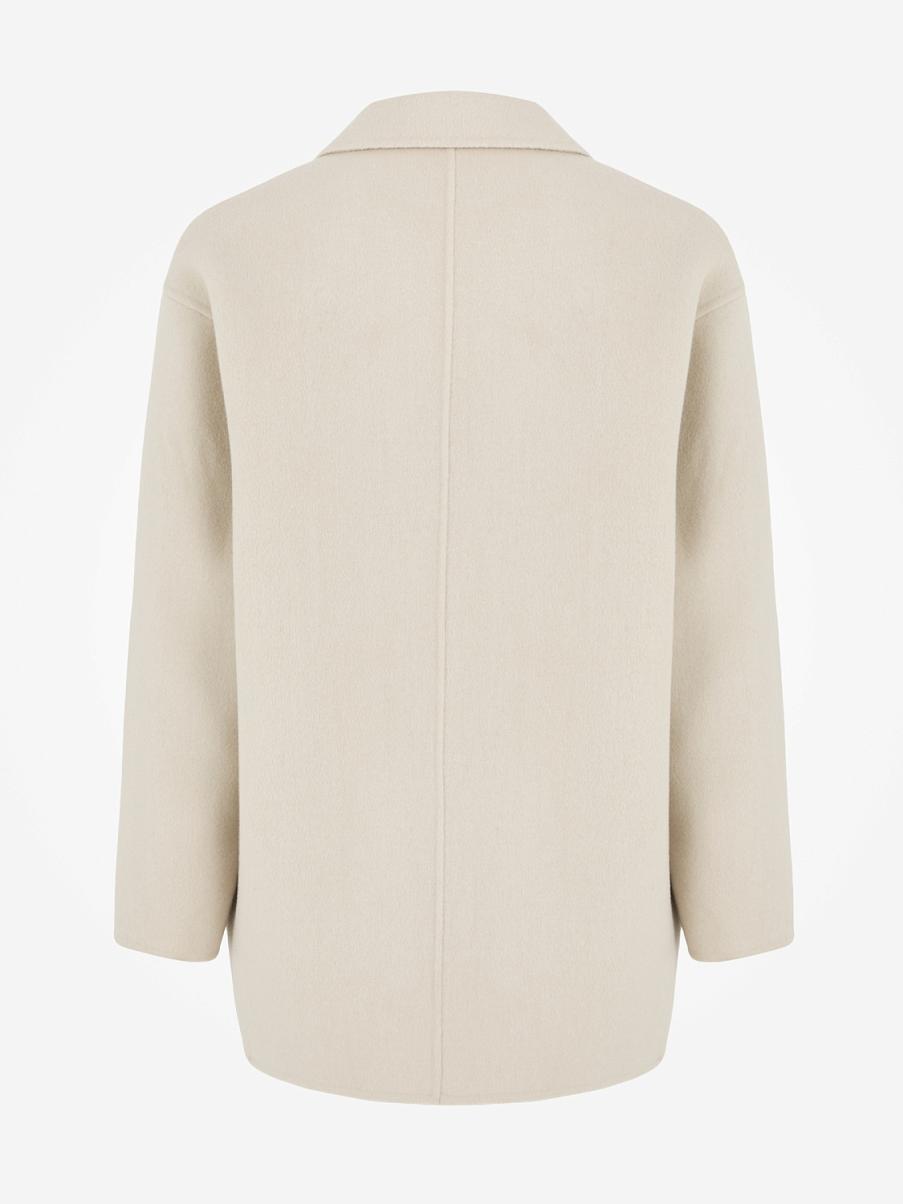 Двубортное укороченное пальто из кашемира и шерсти