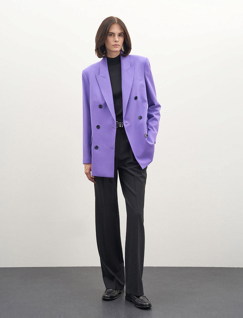 Двубортный оверсайз жакет из шерсти