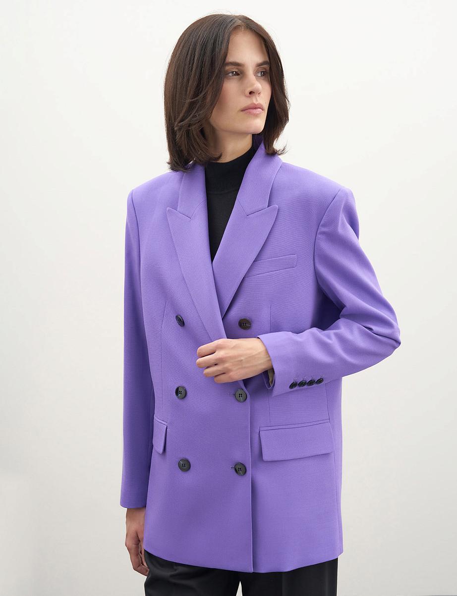 Двубортный оверсайз жакет из шерсти