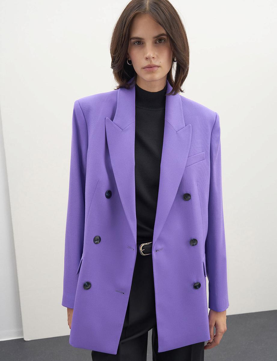 Двубортный оверсайз жакет из шерсти