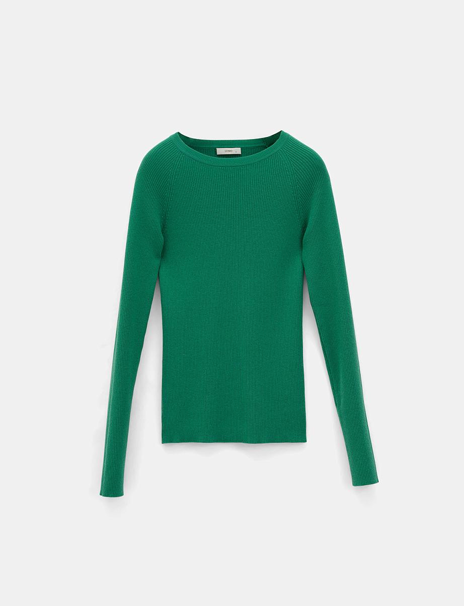 Джемпер в рубчик с шерстью мериноса