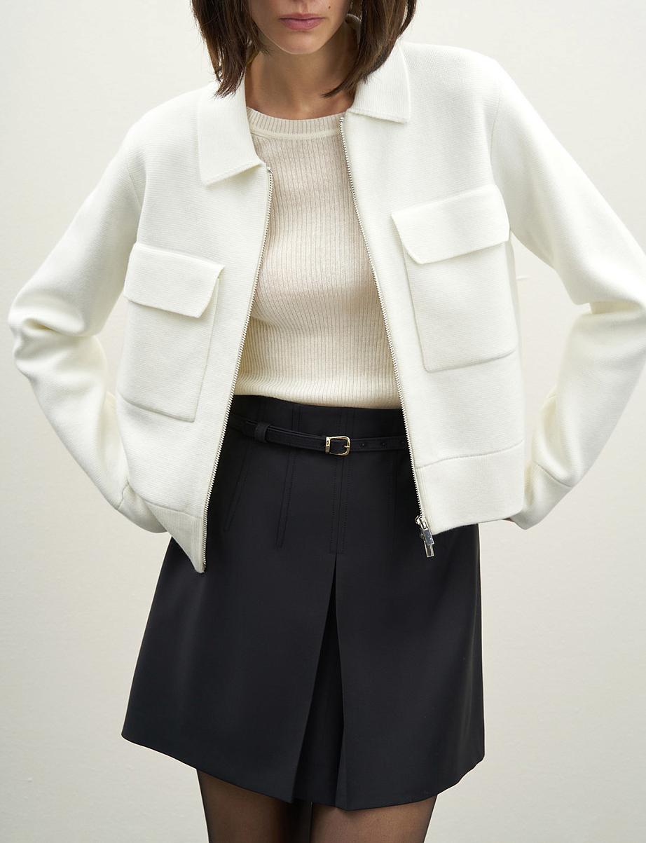 Юбка мини из шерсти со складками